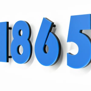 Letras de números de casas modernas - Acrílico azul - Números de caixas de correio - Endereço residencial - Números de apartamentos - Número do quarto de hotel - Números de portas - Moderno