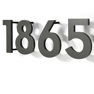 Modern House Numbers Letters - Metallic Gray Aluminum - Mailbox Numbers - Home Address Sign - Apartment Numbers - Hotel Room - Door Numbers