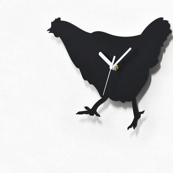 Horloge murale silhouette de poulet - horloge poule - décoration de ferme - amateur de poulet - décoration de jardin - cadeau paysan - déco vie à la ferme - animaux de la ferme