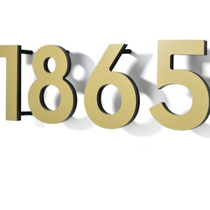 Letras de números de casas modernas - Alumínio dourado - Números de caixas de correio - Placa de endereço residencial - Números de apartamentos - Números de quartos de hotel - Números de portas
