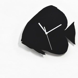 Coral Fish Silhouette Wall Clock - Fish Wall Decor - Fish Clock ...