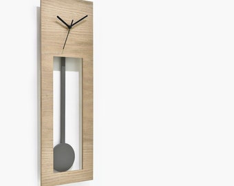 Bluntly Modern Design - Wooden Grandfather Pendulum - Wall Clock / Table Clock - Customize Wood Natural Face/ Concrete Pendulum (main photo)