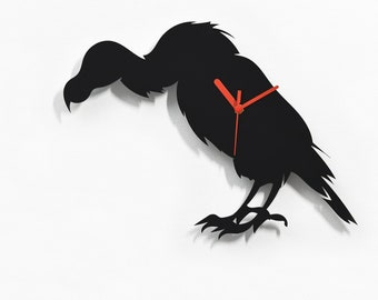 Vulture Silhouette Wall Clock - Vulture Bird Wall Decor - Vulture Lover Gift Idea - Vulture Culture - Silent Clock - Vulture Decoration