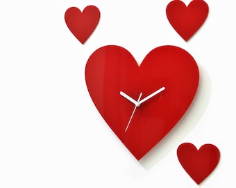 Heart Love Silhouette Wall Clock - Kids Nursery Room - Valentine's Day - Anniversary - Gift Clock - Wall Decoration - Customize Clock