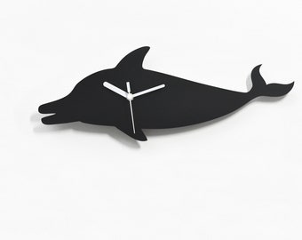 Dolphin Silhouette Wall Clock - Dolphin Wall Decor - Dolphin Clock - Coastal Home Decor - Beach House - Under the Sea - Ocean Theme Decor
