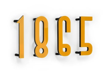 Modern House Numbers Letters - Orange Yellow Acrylic - Mailbox Numbers - Home Address Sign - Apartment Numbers - Room Numbers - Art Deco 2
