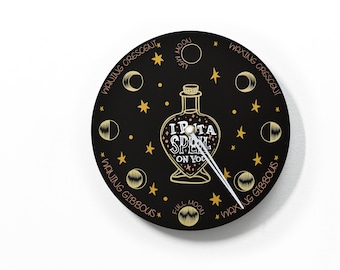 Moon Phase Wall Clock - Perpetual Lunar Cycle Tracker - Round Black - Magic - Witchy Gifts - Witchcraft - Witchy Decor - Optional RGB LED 5V