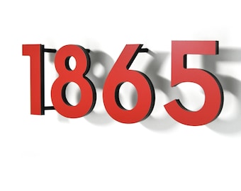 Modern House Numbers Letters - Red Aluminum - Mailbox Numbers - Home Address Sign - Apartment Numbers - Hotel Room Numbers - Door Numbers