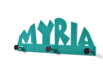 Modern Wall Hook - Turquoise - Custom Name - Personalized Wall Hook - Nursery Room Decor - Coat Hook - Decorative Wall Hooks - Kids Room