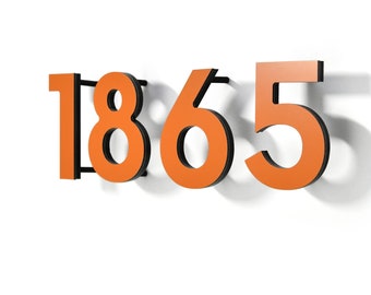 Modern House Numbers Letters - Orange Aluminum - Mailbox Numbers - Home Address Sign - Apartment Numbers - Hotel Room Numbers - Door Numbers