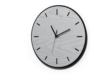 Modern Circle Wall Clock - Unique and Simple - White Wood and Black Acrylic - Minimalist Decor - Room Decor - Office Clock - Gift Idea