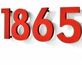 Modern House Numbers Letters - Red Acrylic - Mailbox Numbers - Home Address Sign - Apartment Numbers - Hotel Room Numbers - Door Numbers