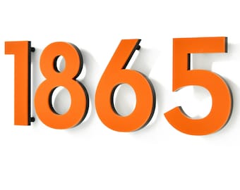 Modern House Numbers Letters - Orange Acrylic - Mailbox Numbers - Home Address Sign - Apartment Numbers - Hotel Room Numbers - Door Numbers