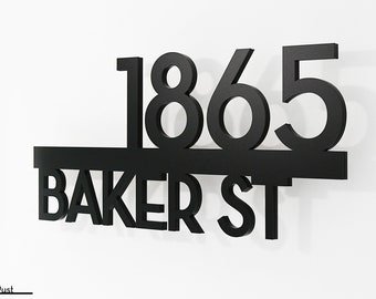 Modern House Numbers - Black with Black Acrylic - Contemporary Street Address - Underline Sign - House Address Sign - Optional LED Light