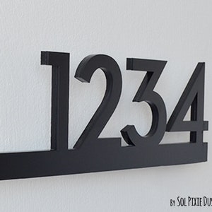 Modern House Numbers - Black Acrylic - Contemporary Home Address - Underline Sign - Apartment - Hotel Room Numbers - Optional LED Backlit