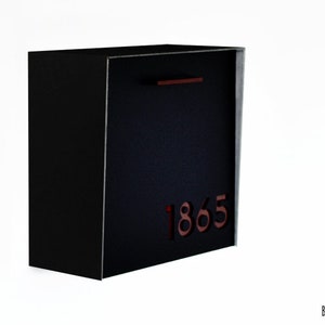 Mailbox with Aluminum Black Face and Body and Varnish Wood numbers , Modern Style Custom Mailbox, Wall Mounted Mailbox, Mailnest, Type 1