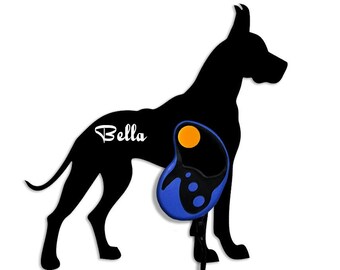 Great Dane Dog - Custom Name Dog Leash Holder - Wall Hook