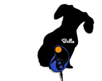 Dachshund Dog 2 - Custom Name Dog Leash Holder - Wall Hook