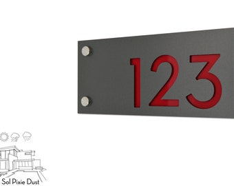 Modern House Numbers Concrete with Black Acrylic Vertical Modern House Numbers Concrete with Black Acrylic Vertical
