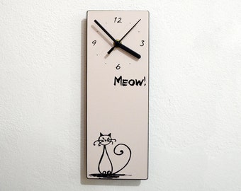 Katzen Skizze - Meow Wanduhr