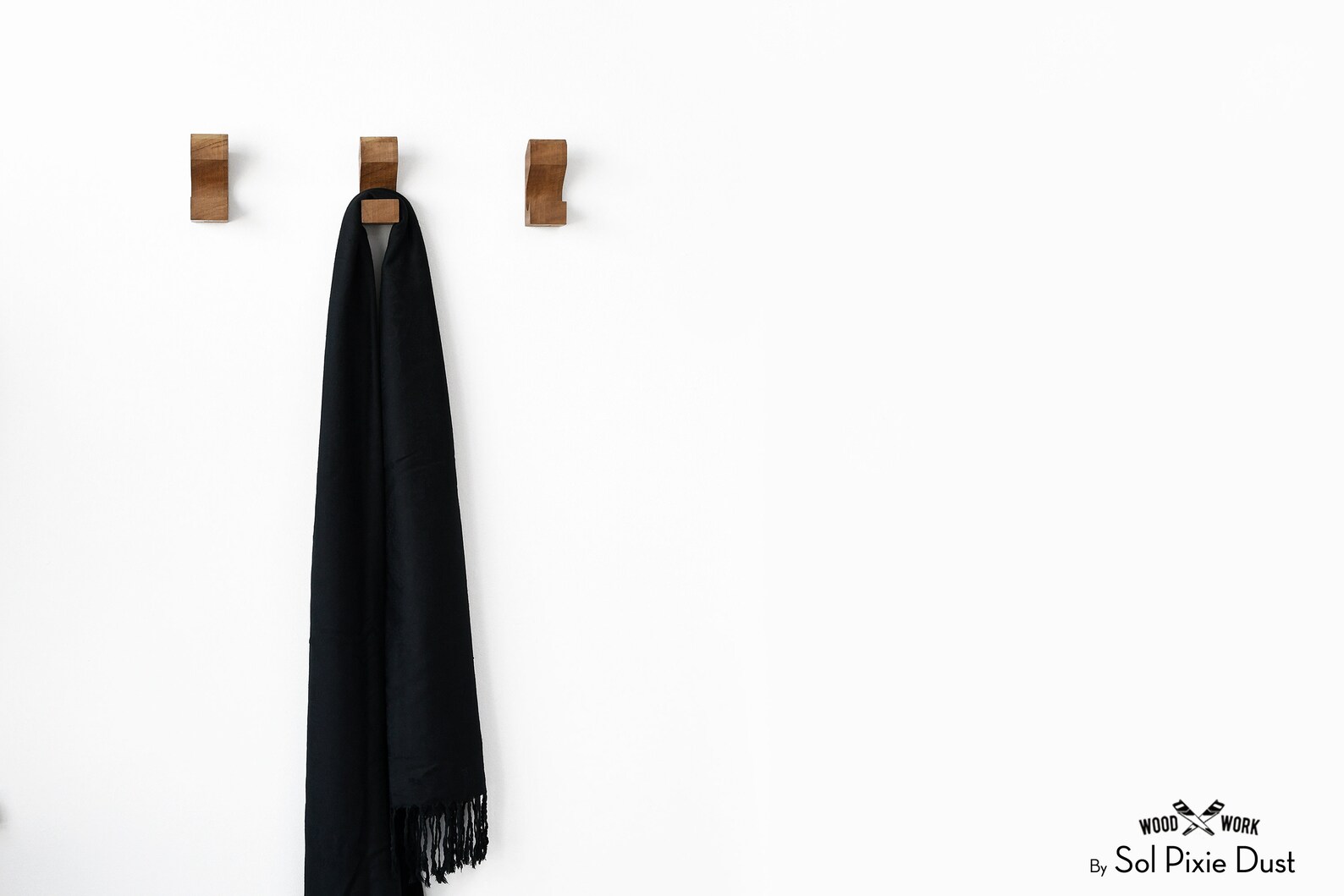 Modern Wooden Wall Pegs Coat Hook Solid African Teak Etsy