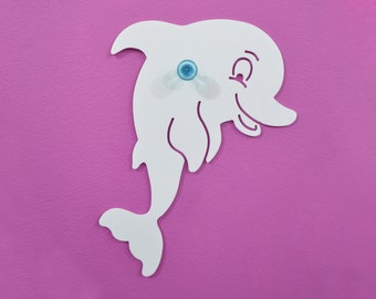 Dolphin Kids Cartoon Silhouette - Wall Hook  / Coat Hook / Key Hanger