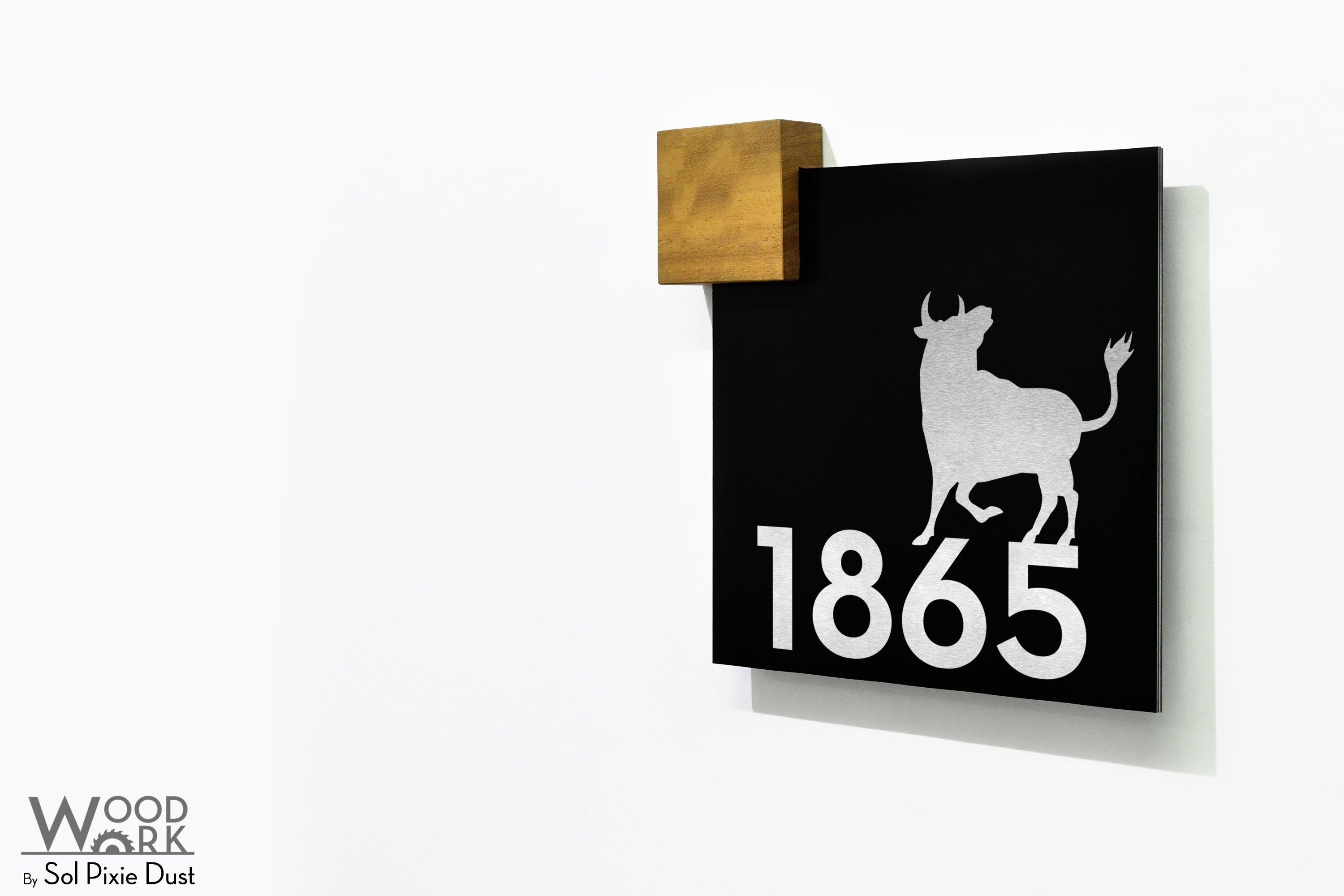 Modern Wall Hanging Sign - Black Aluminum (ACP) and Silver Fiber Laser ...