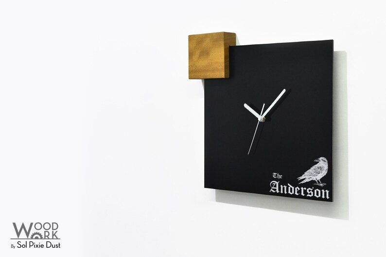 Modern Square Black Aluminum Wall Clock With Fiber Laser Engraving ...