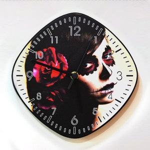 Día de Muertos Sugar Skull Catrina Calavera Maquillaje - Reloj de pared