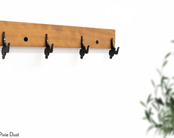 Wall Mount Wooden Hook Rack - Rustic Deco Key Hooks - Hat Holder - Hanger - Deco Coat Rack - Entryway Storage - Rack Mount - Monkey Business