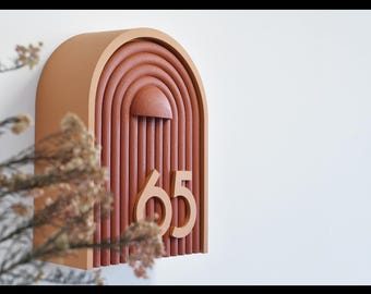 Boho Arch Mailbox with Custom Numbers | Modern Wall Mounted Letterbox