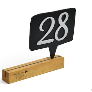 Modern Table Numbers Sign - Wood / Black Acrylic - Personalized Table Number - Table Numbers Wedding - Custom Number Signs - Restaurant Sign
