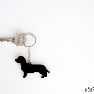 Wirehaired Dachshund Dog Keychain Silhouette