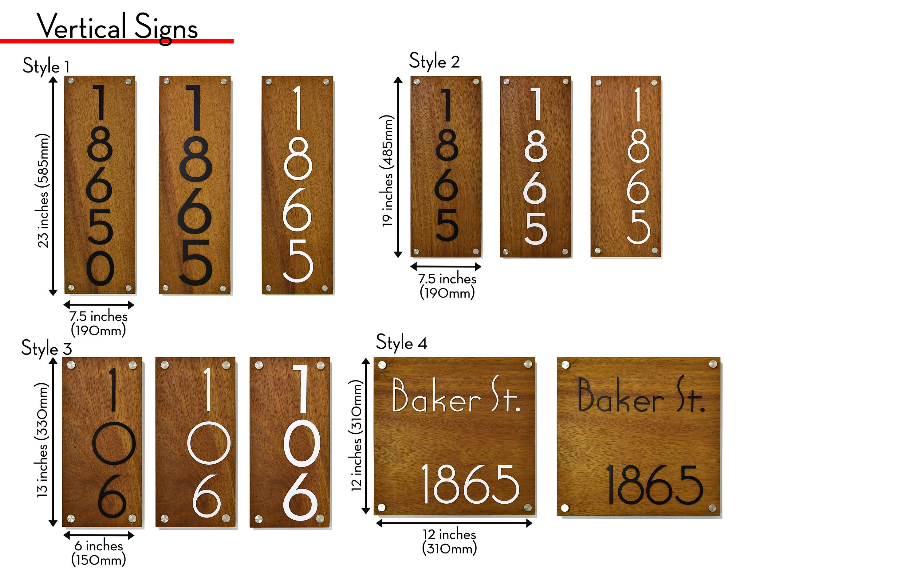 Modern 3D House Numbers - Solid Wood African Teak Iroko With White ...