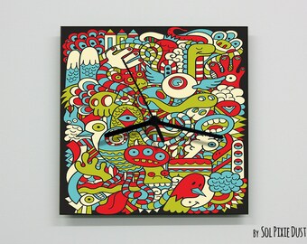 Colorful Cartoon Abstract seamless pattern Wall Clock