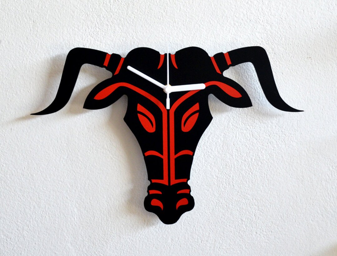 Tribal Bull Wall Clock Etsy