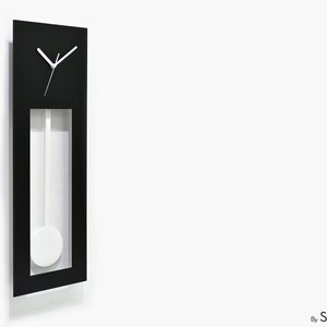 Bluntly Modern Design - Modern Grandfather Pendulum - Väggklocka / Bordklocka - Anpassa svart urtavla / Vit pendel (huvudbild)