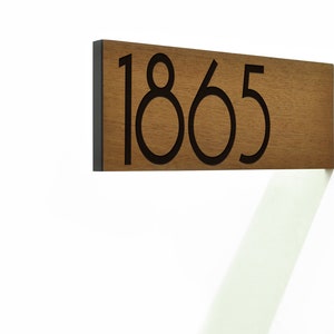 Modern Projecting Wall Mounted Sign - Custom Double sided Sign - Mailbox Number - Wooden Laser Engraved Sign - Personalized Address Sign