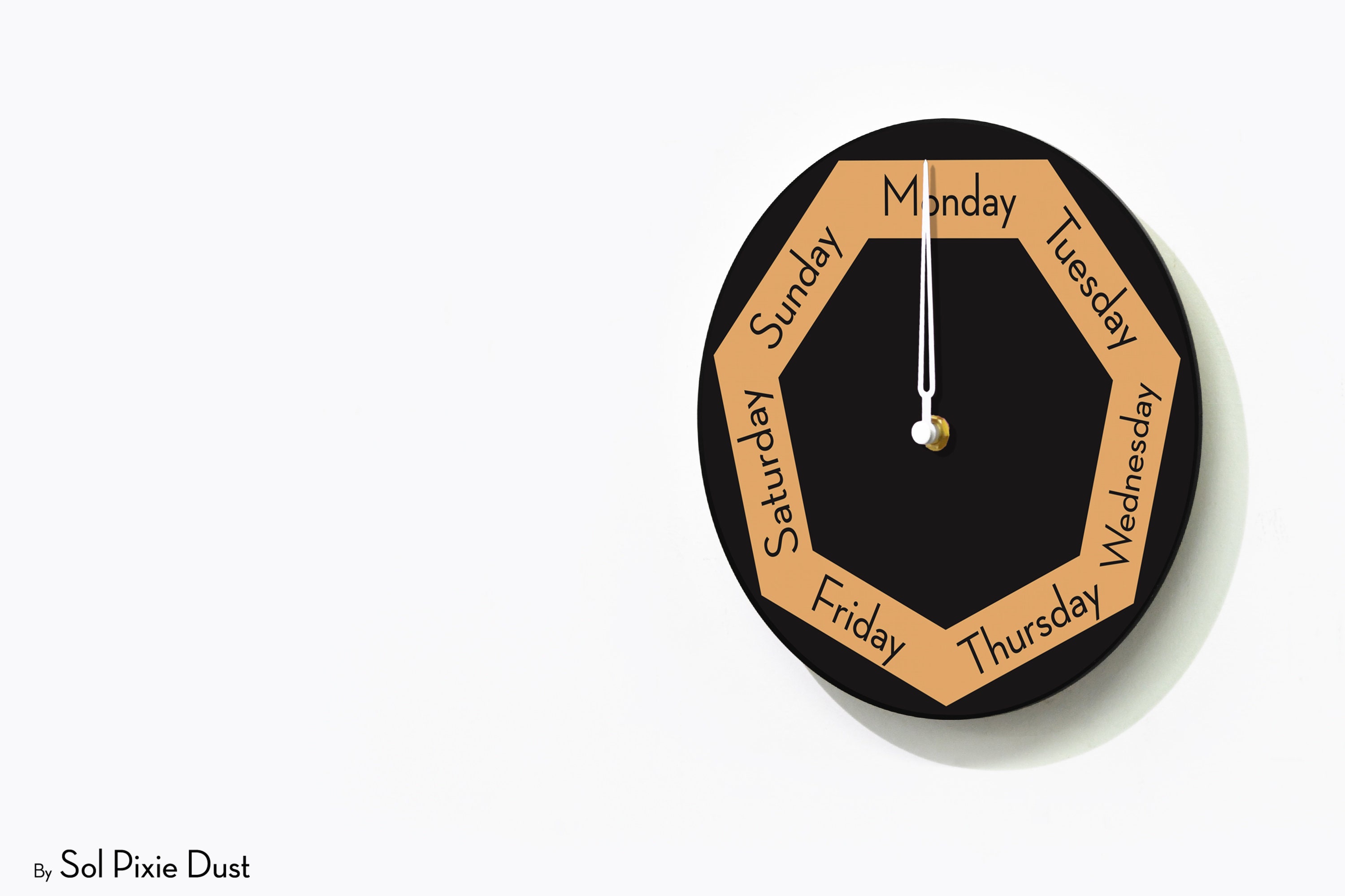 Dayclocks Heptagon Black & Orange Wall Clock Day of the Etsy Australia