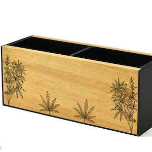 Wooden Pen Holder for Desk - Personalized Gifts - Minimalist Pencil Holder - Tools Holder - Marijuana Art - Marijuana Gift - Marijuana Decor