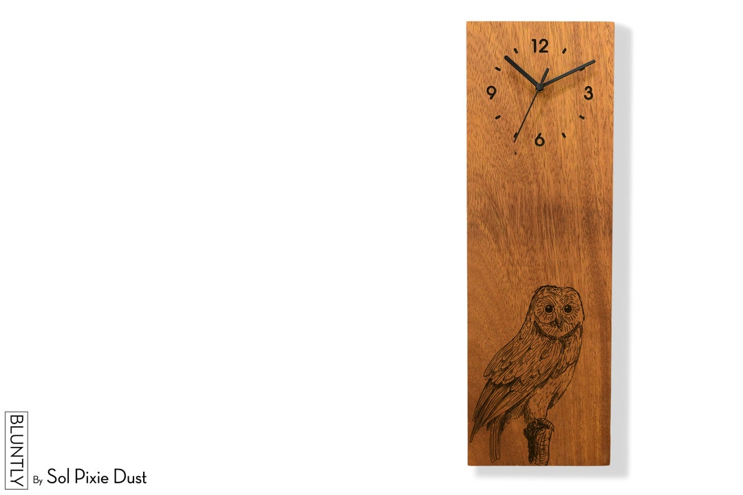 Modern Wooden Wall Clock Vertical Wall and Table Clock Laser Engraved