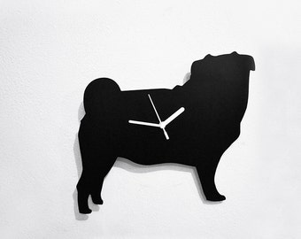 Pug Dog - Wall Clock Silhouette