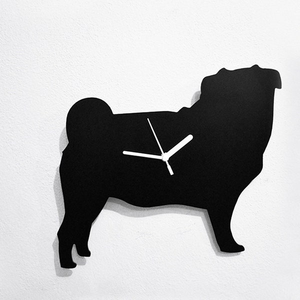 Pug Dog - Wall Clock Silhouette
