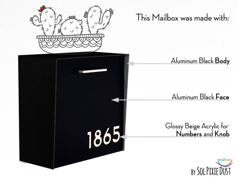 Modern Mailbox with Black Aluminum Face and Body with ...