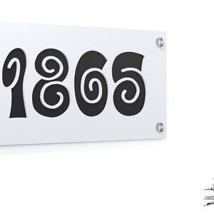 Groove Modern House Numbers - Rectangle White with Black Acrylic - Contemporary Home Address - Sign Plaque - Door Number - Hotel Numbers