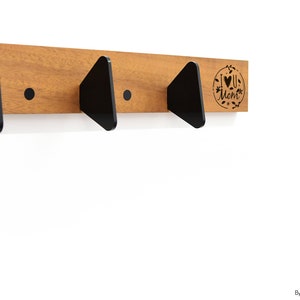 Wall Mount Wooden Hook Rack - Personalized Name Laser Engraving - Wall Hook - Clothing Hanger - I love you Mom - Mothers Day Gift Idea