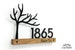 Modern House Numbers - Tree 02 Wooden & Acrylic signs - African Teak Iroko - Contemporary Home Address - Door Number - Modern House Plaque 