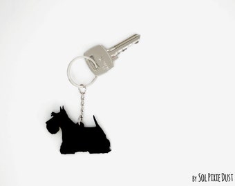 Scottish Terrier Dog Keychain Silhouette