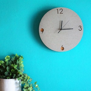 Organic Shape Concrete with Wood Wall Clock Minimal Modern Wall Clock N6 Home Decor Housewarming Gift image 9