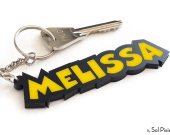 Custom Name Key Chain - Personalized Acrylic Keychain - Luggage Backpack Tag - Yellow - Bag Accessories - Key Fob - Gift for Best Friend